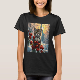 Winterkatze mit Schloss Süße Schneekätzchen Frauen T-Shirt