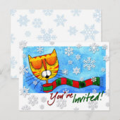 Winterkatze - Sie sind eingeladen! Postkarte (Vorne/Hinten)