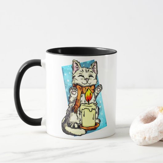 Winterkatze Tasse (Mit Donut)
