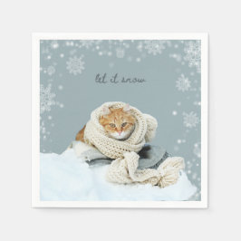 Winterkatze zum Schneepapier Napkins Serviette