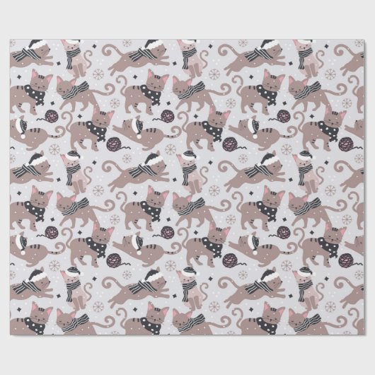 Winterkatzen Geschenkpapier (Flach)