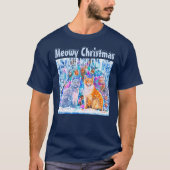 Winterkatzen Pun Meowy Weihnachten T-Shirt (Vorderseite)