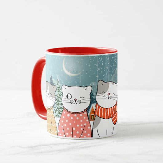 Winterkatzen Tasse (Vorderseite Links)