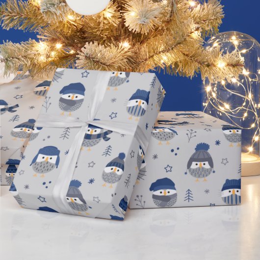 Winterkeule mit Wollhaaren blau Geschenkpapier (Feiertage)