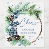 Winterkiefer für Brautparty Weinetikett (Einzelnes Label)