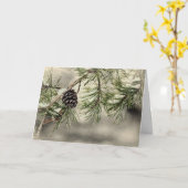 Winterkiefer- und Schneekarte Karte (Gelbe Blume)