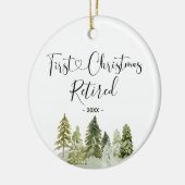 Winterkiefer Woodland Erster Weihnachtsmann Keramik Ornament (Links)