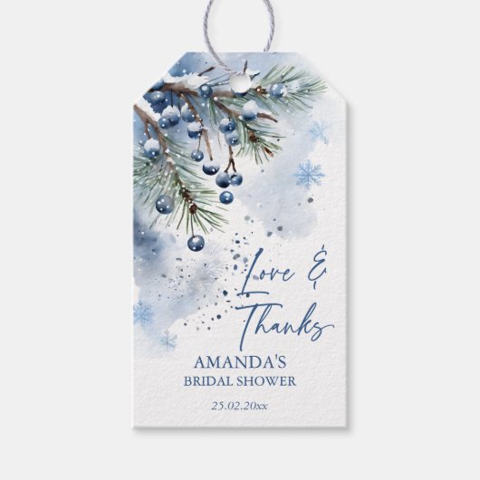 Winterkiefern im Brautparty Geschenkanhänger (Vorderseite)