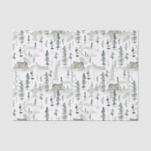 Winterkiefern mit Wasserfarbe Seidenpapier