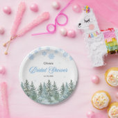 Winterkiefern Schneeblumen Brautparty Pappteller (Party)