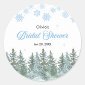 Winterkiefern Schneeflocken Brause  Runder Aufkleber (Vorderseite)
