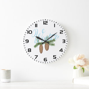 Winterkiefernzapfen Große Wanduhr