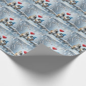 Winterkikaden mit rotem Herzen Geschenkpapier (Ecke)