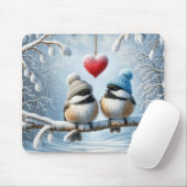 Winterkikaden mit rotem Herzen Mousepad (Mit Mouse)