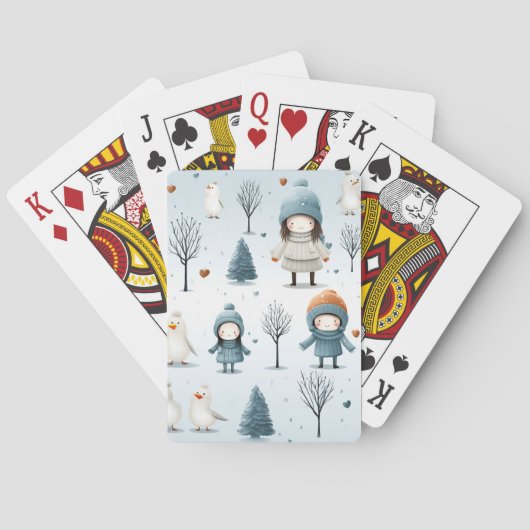 Winterkinder beim Spielen Spielkarten (Rückseite)
