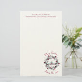 Winterkirche mit Weihnachtskranz Personalisiert Briefpapier (Stehend Vorderseite)