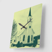 Winterkirche Quadratische Wanduhr (Winkel)