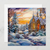 Winterkirchenkarte Feiertagskarte (Vorne/Hinten)