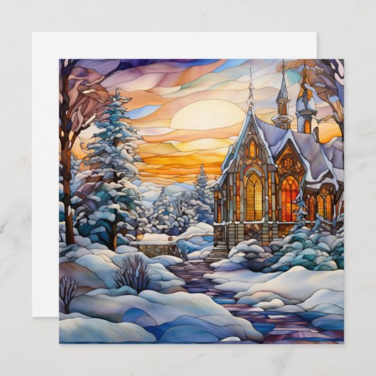 Winterkirchenkarte Feiertagskarte (Vorne/Hinten)