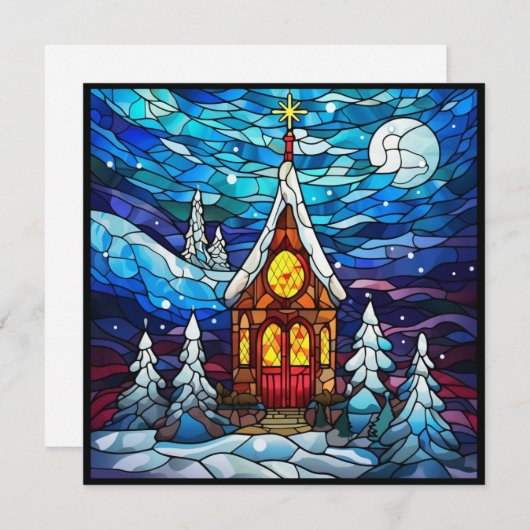 Winterkirchenkarte Feiertagskarte (Vorne/Hinten)