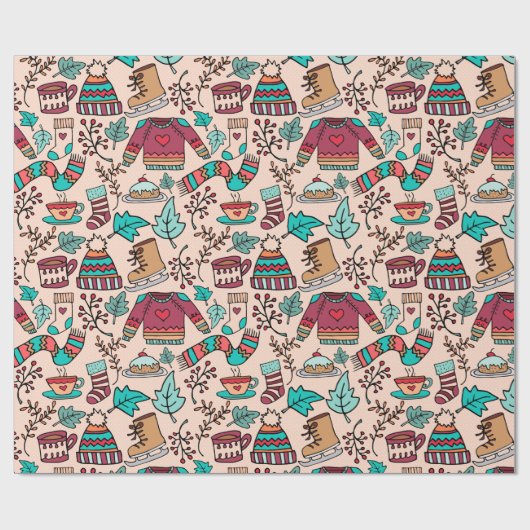 Winterkleidung Geschenkpapier (Flach)
