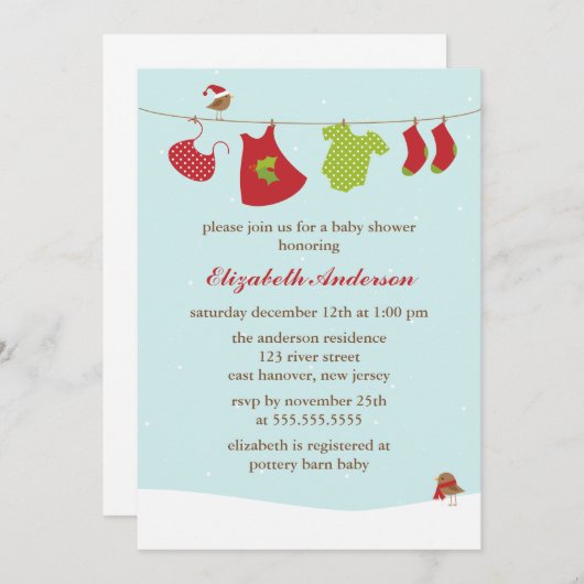 Winterkleidung Kinderdusche Einladung (Vorne/Hinten)