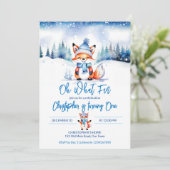 Winterkongress niedlicher Fuchs-Geburtstagsparty Einladung (Stehend Vorderseite)