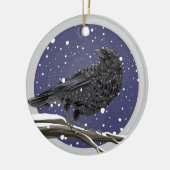 Winterkrähe Keramik Ornament (Links)