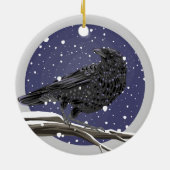 Winterkrähe Keramik Ornament (Hinten)