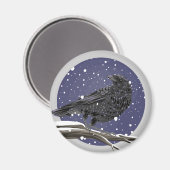 Winterkrähe Magnet (Vorderseite/Rückseite)