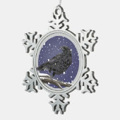 Winterkrähe Schneeflocken Zinn-Ornament (Rechts)