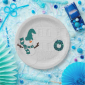 Winterkranz Aquamarin mit Snowman Holiday House Pappteller (Party)