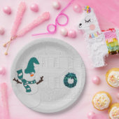 Winterkranz Aquamarin mit Snowman Holiday House Pappteller (Party)