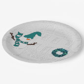 Winterkranz Aquamarin mit Snowman Holiday House Pappteller (Schrägansicht)