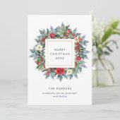 Winterkranz auf Weiß | Frohe Weihnachten (Stehend Vorderseite)