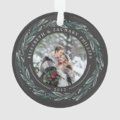Winterkranz | Erste Verheiratete Weihnachten Ornament (Rückseite)