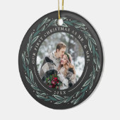 Winterkranz | Erstes Verheiratetes Foto zu Weihnac Keramik Ornament (Links)