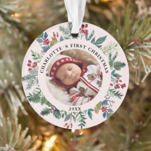 Winterkranz Erstes Weihnachtsfest des Kindes Ornament