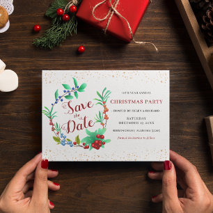 Winterkranz & Gold Weihnachten Save the Date Einladungspostkarte