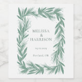 Winterkranz Hochzeitdesign grün Weinetikett (Einzelnes Label)