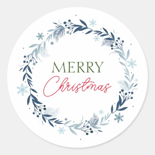 Winterkranz mit frohen Weihnachten Runder Aufkleber (Vorderseite)