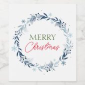 Winterkranz mit frohen Weihnachten Weinetikett (Einzelnes Label)