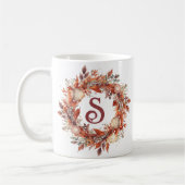 Winterkranz mit individuellem Anfangsbuchstaben Kaffeetasse (Links)