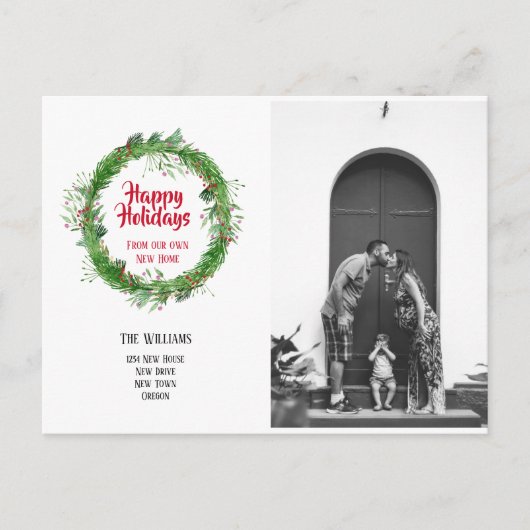 Winterkranz Neue Zuhause für die Urlaubskarte Postkarte (Vorderseite)