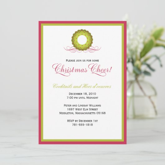 Winterkranz und Berries | Feiertage Einladung (Stehend Vorderseite)