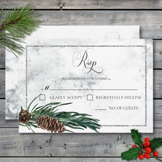 Winterkranz und Rote Kardinal Hochzeit RSVP Karte