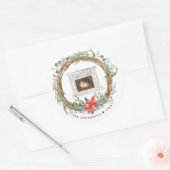 Winterkraut Gemütlicher Kamin Frohe Weihnachten Runder Aufkleber (Umschlag)