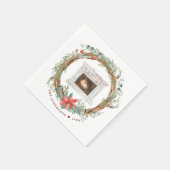 Winterkraut Gemütlicher Kamin Frohe Weihnachten Serviette (Ecke)