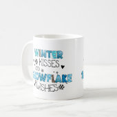 Winterküsse und Schneeflocken wünschen Winterurlau Kaffeetasse (Vorderseite Links)