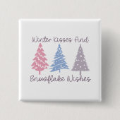 Winterküsse und Snowflake-Wünsche Button (Vorderseite)
